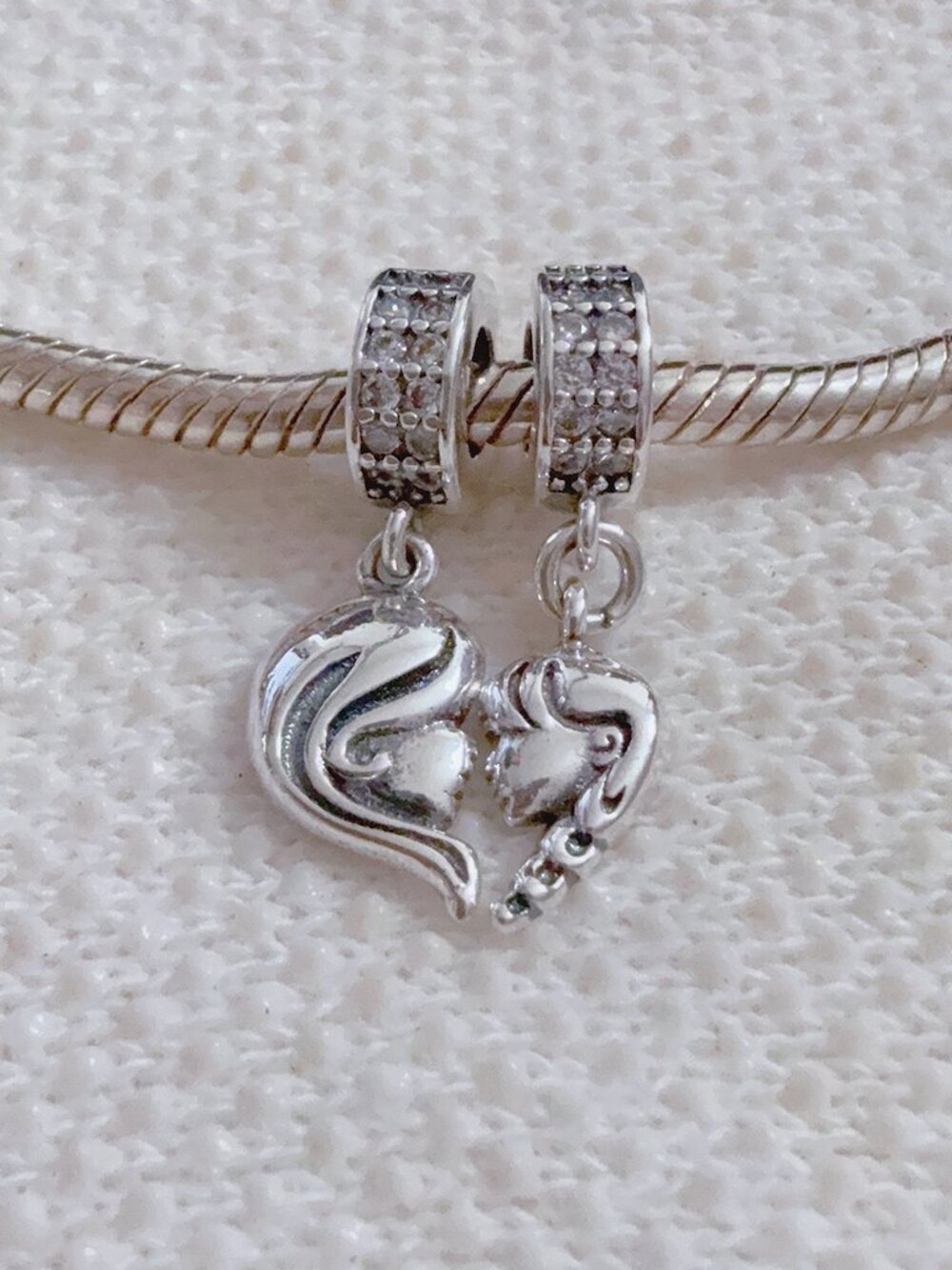 Mother Daughter Double Dangle Charm Silver Charm For Pandora Bracelet Necklace